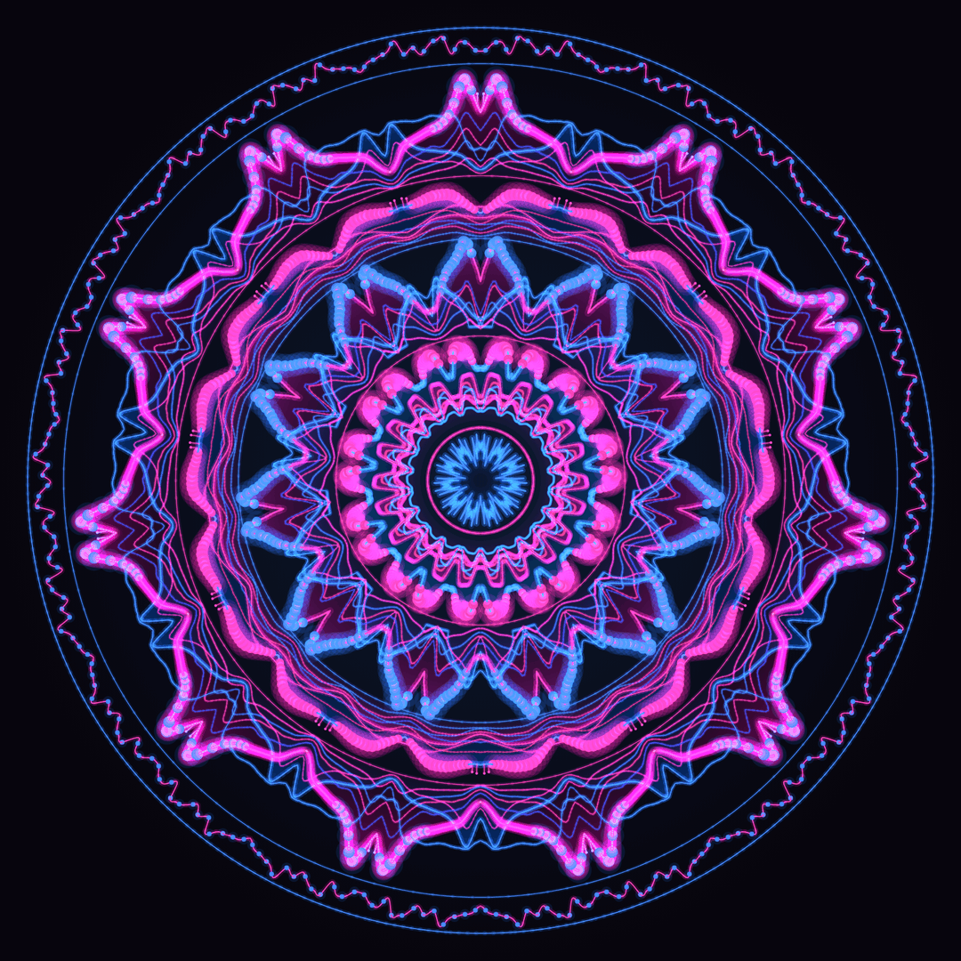 A glowing rosette drawn from the spoken word “Rosonata”